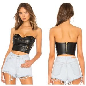 Superdown Lexy Moto Faux Leather Corset Revolve